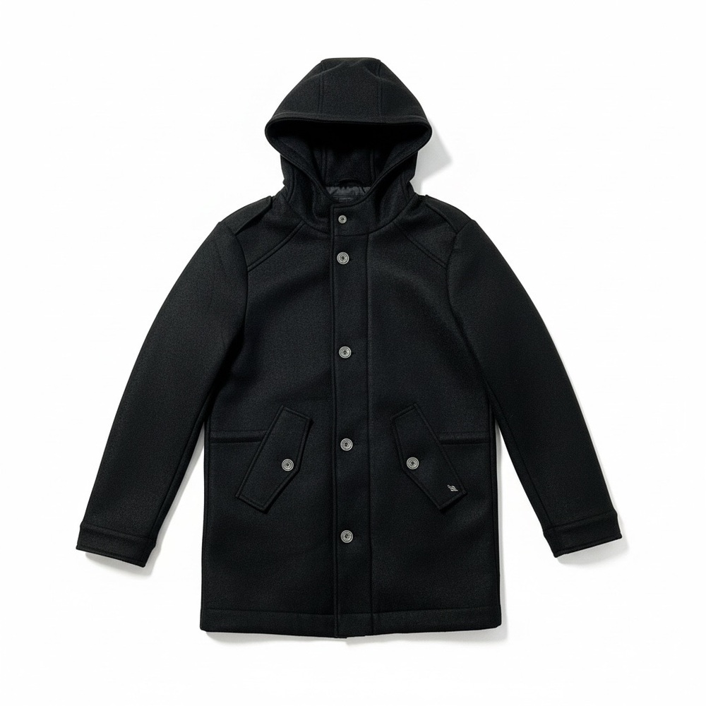 Mason's Clothing Parka Men's Medium Black Hooded Coat Camo Lined